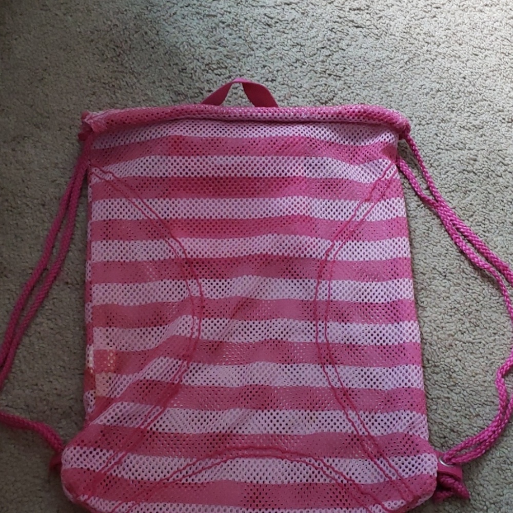 Pink striped drawstring